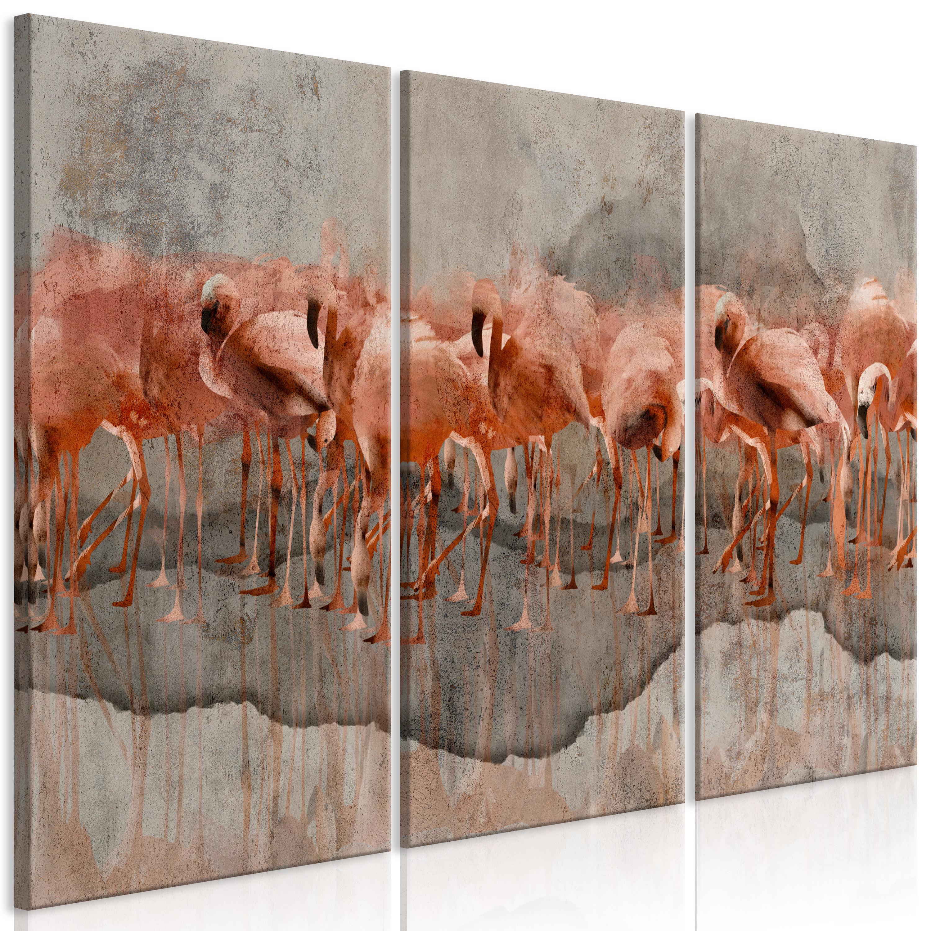 Billede - Flamingo Lake (3 dele) - 90 x 60 cm - Standard