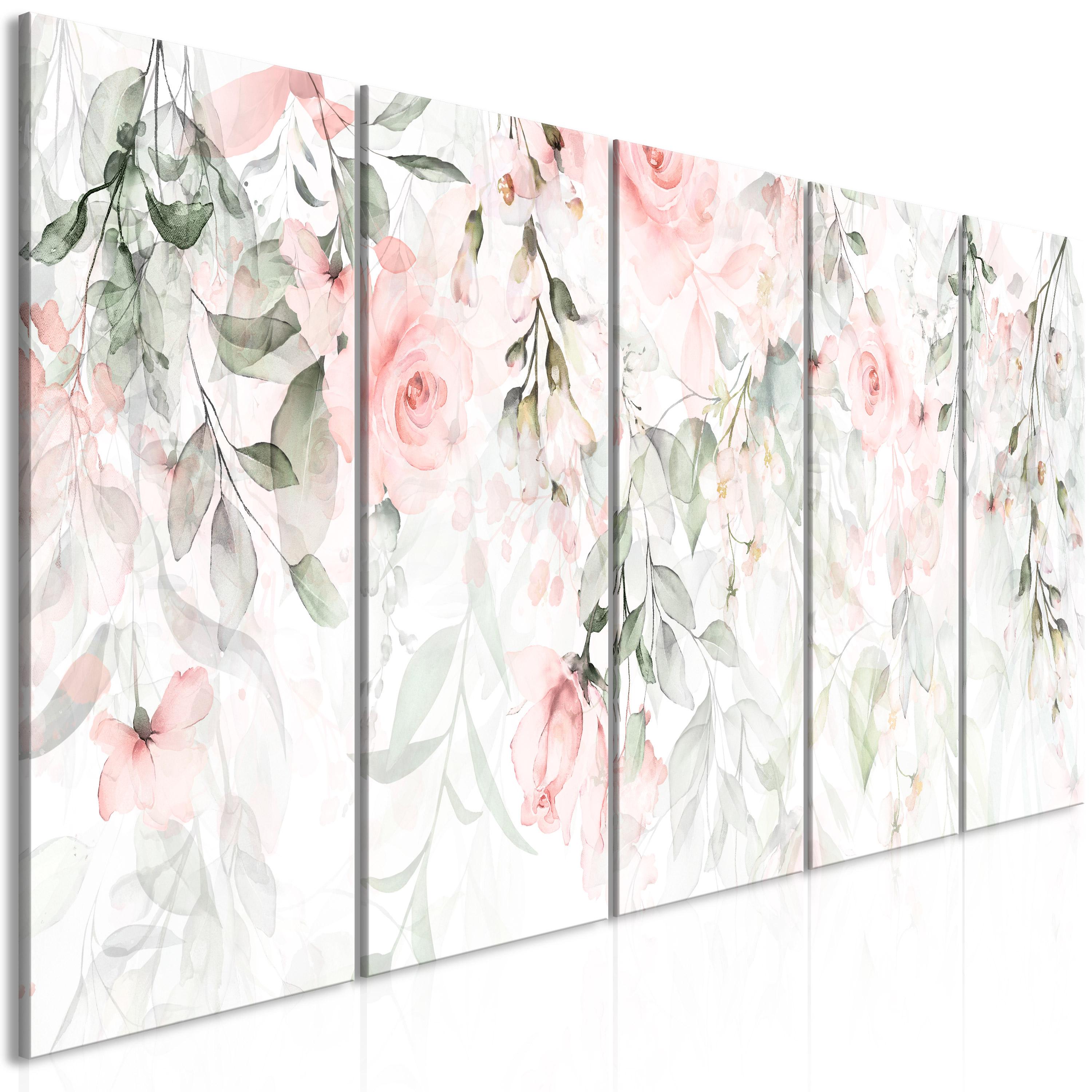 Billede - Waterfall of Roses (5 dele) Narrow - First Variant - 225 x 90 cm - På italiensk lærred