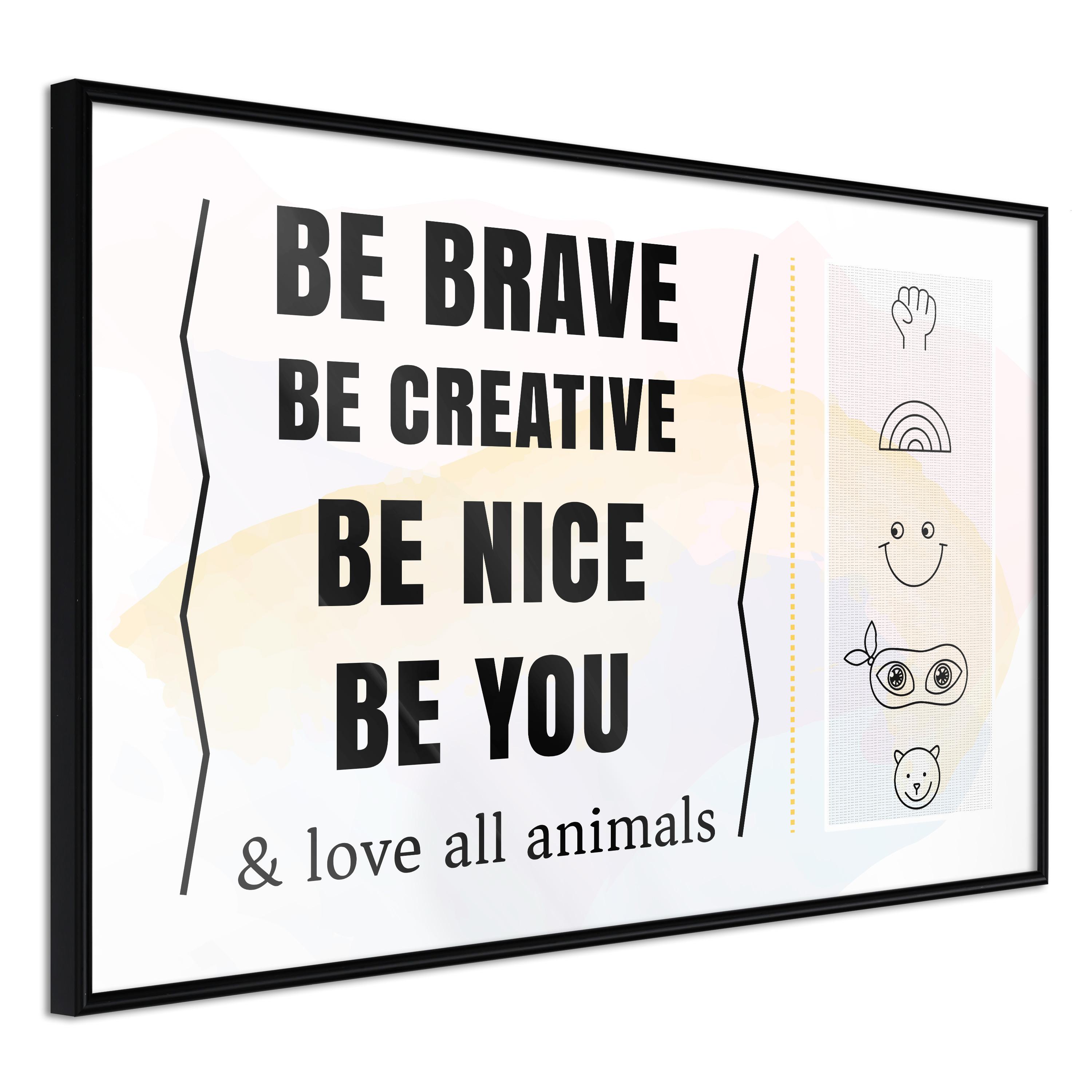 Plakat - Be Yourself - 90 x 60 cm - Sort ramme