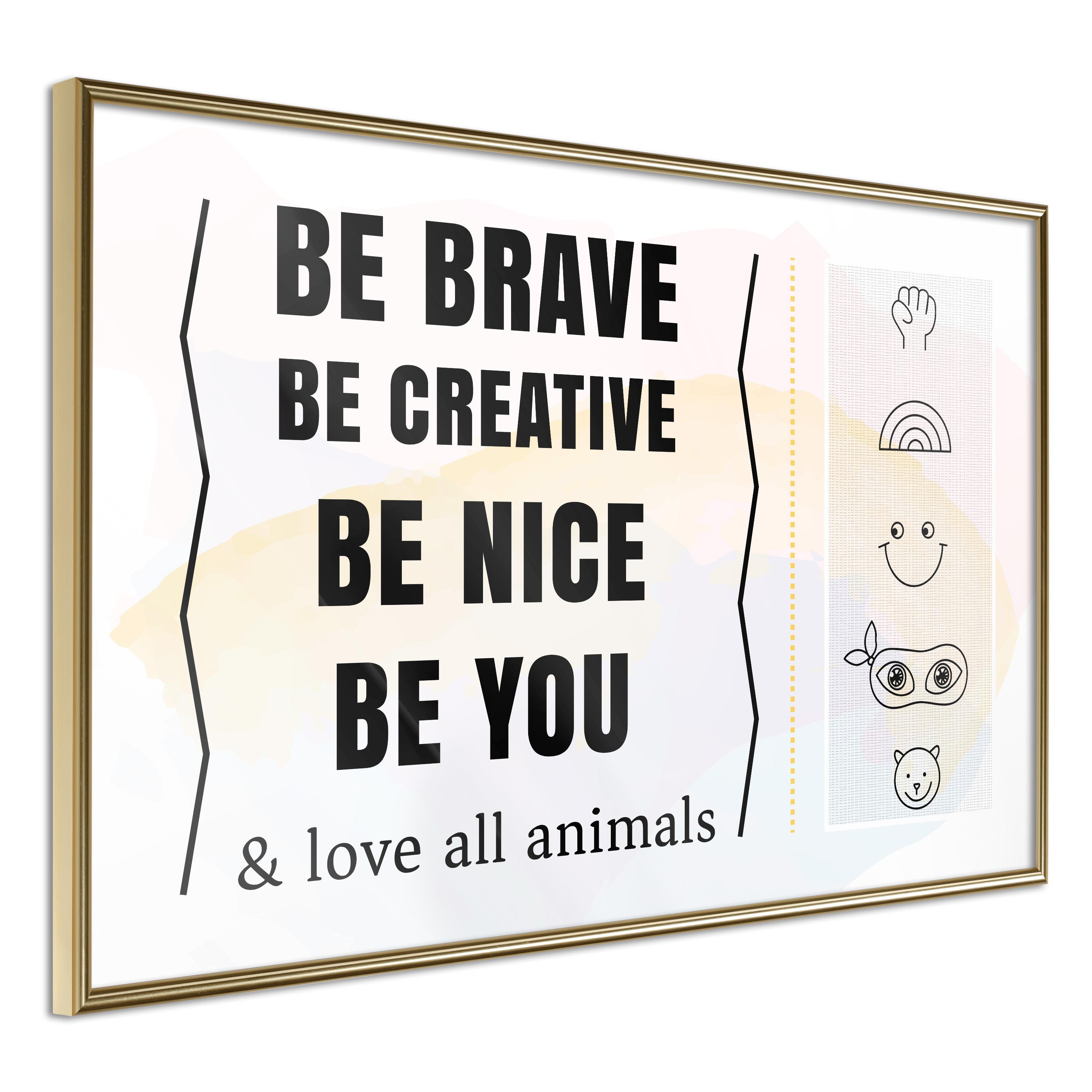 Plakat - Be Yourself - 90 x 60 cm - Guldramme
