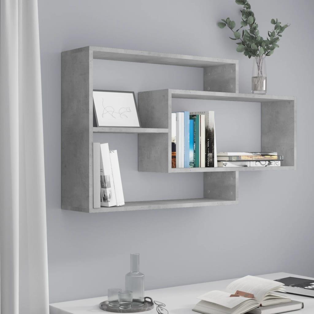 Væghylder 104x20x58,5 cm konstrueret træ betongrå