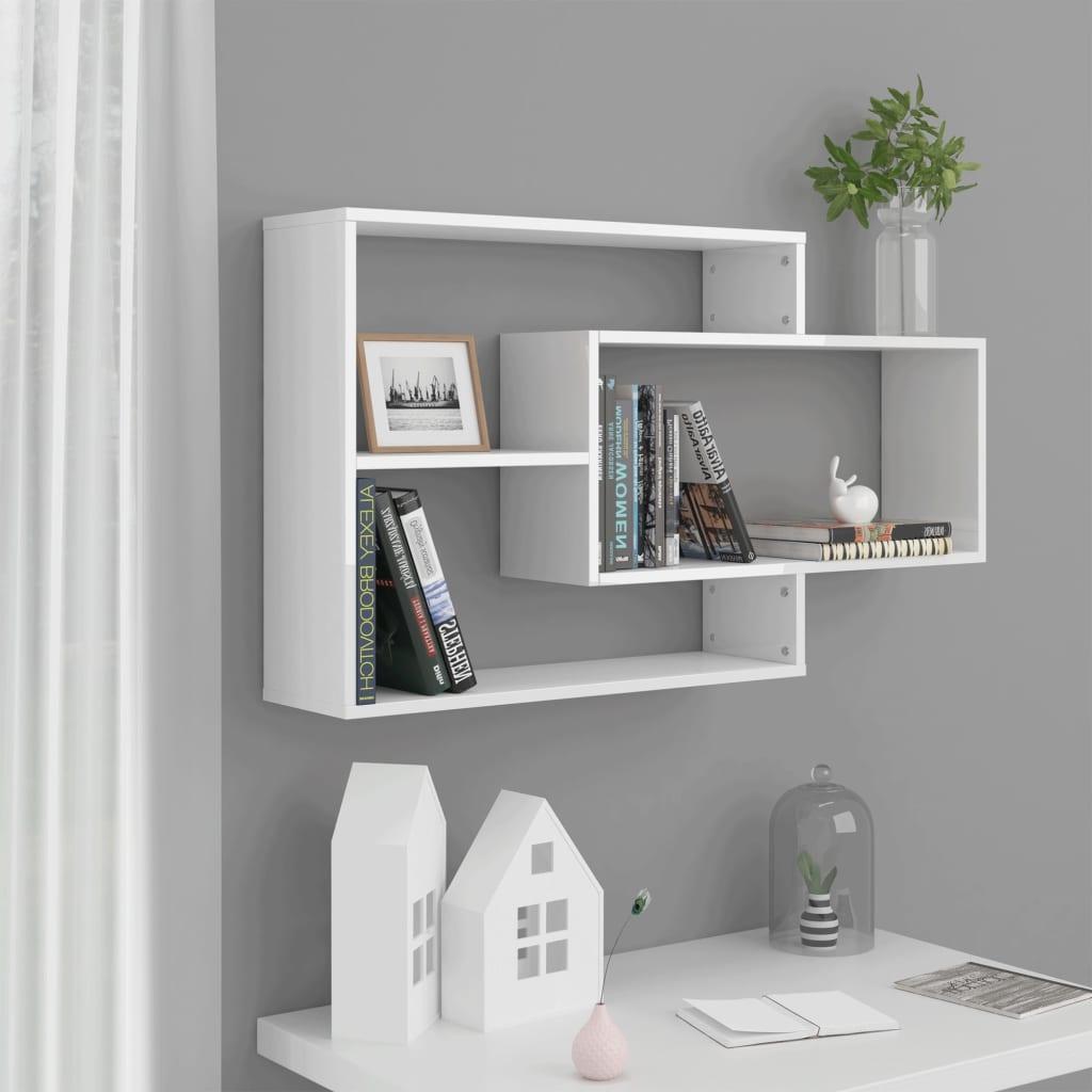 Væghylder 104x20x58,5 cm konstrueret træ hvid højglans