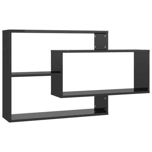 Væghylder 104x20x58,5 cm spånplade sort højglans