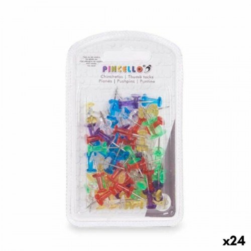 Tegnestifter - multifarvede, metal/plast (24 enheder)