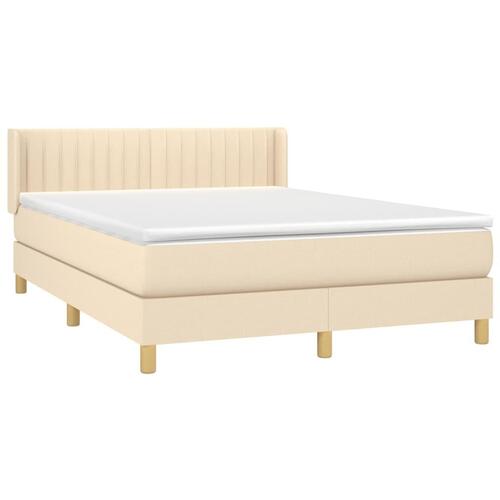 Kontinentalseng med madras 140x190 cm stof cremefarvet