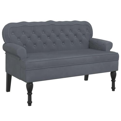 Bænk med ryglæn 119,5x64,5x75 cm velour mørkegrå