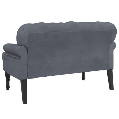 Bænk med ryglæn 119,5x64,5x75 cm velour mørkegrå