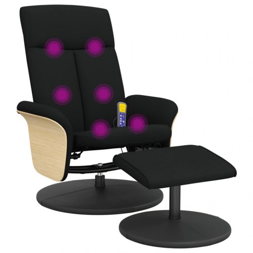 Massagestol med fodskammel stof sort