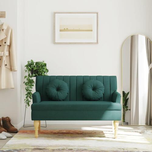 Bænk med hynder 113x64,5x75,5 cm stof mørkegrøn