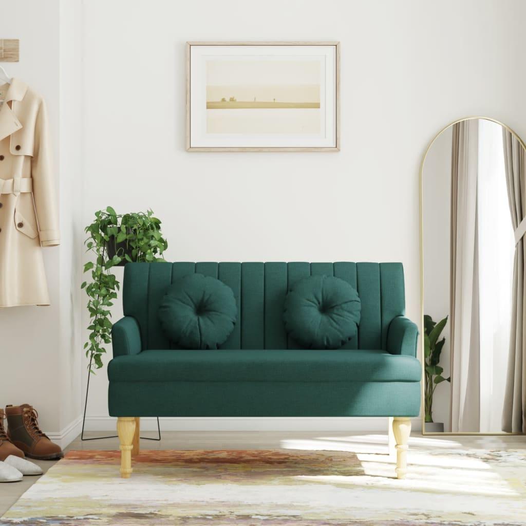 Bænk med hynder 113x64,5x75,5 cm stof mørkegrøn