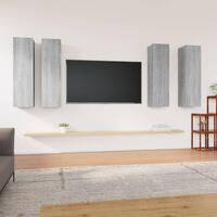 Tv-skabe 4 stk. 30,5x30x110 cm konstrueret træ grå sonoma-eg
