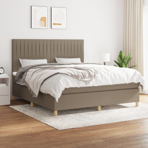 Kontinentalseng med madras 160 × 200 cm - stof, gråbrun