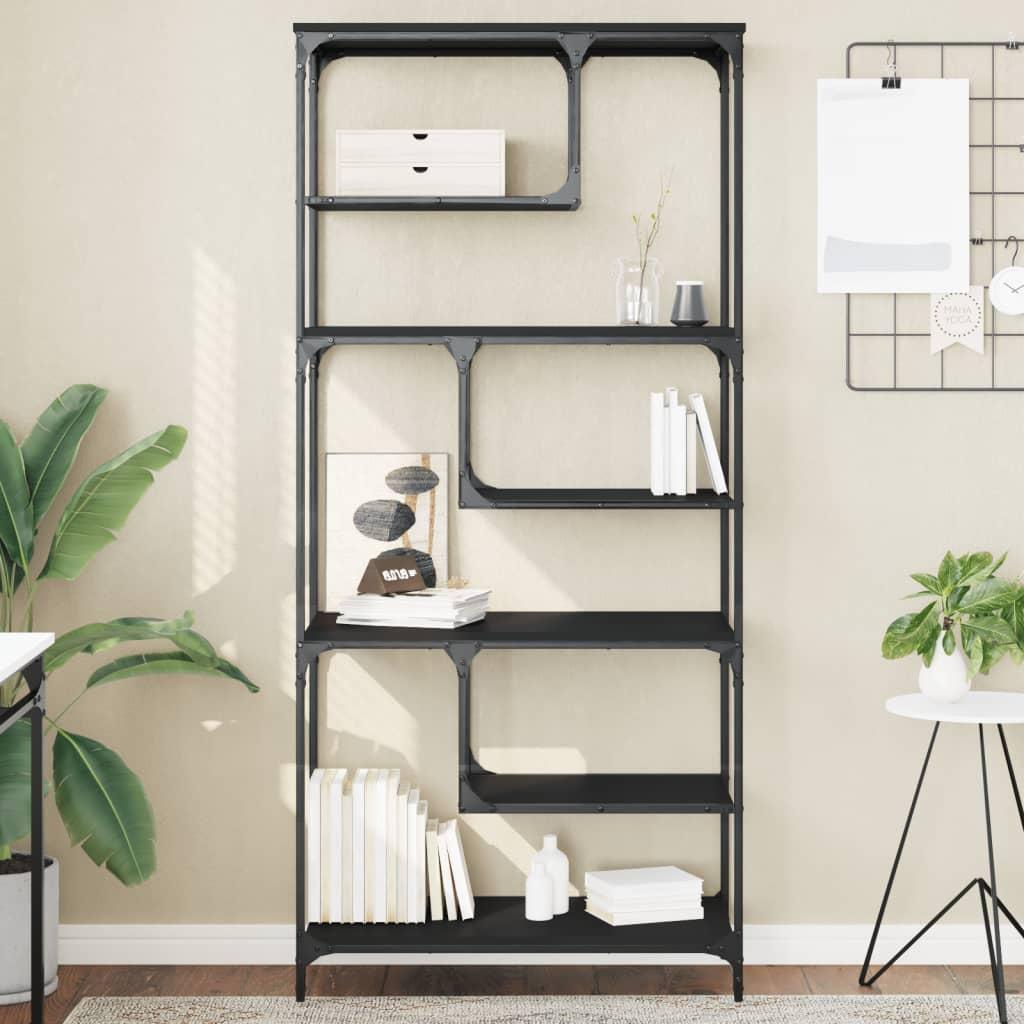 Bogreol 81x36x176 cm konstrueret træ sort