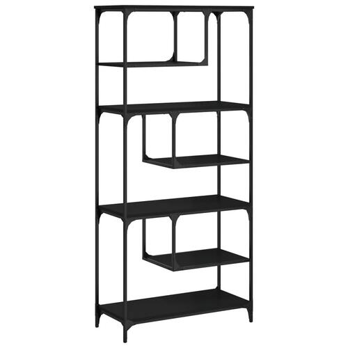 Bogreol 81x36x176 cm konstrueret træ sort
