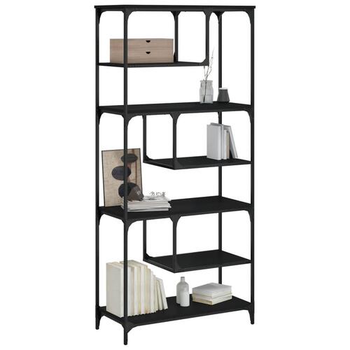 Bogreol 81x36x176 cm konstrueret træ sort