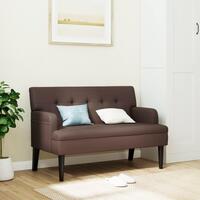 Bænk med ryglæn 112x65,5x75 cm kunstlæder brun