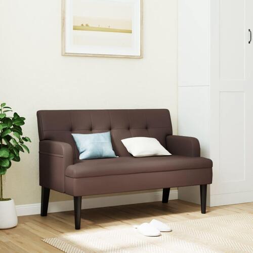 Bænk med ryglæn 112x65,5x75 cm kunstlæder brun
