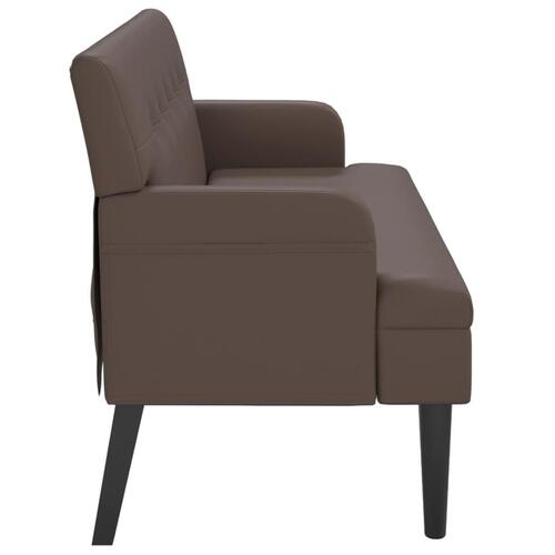 Bænk med ryglæn 112x65,5x75 cm kunstlæder brun