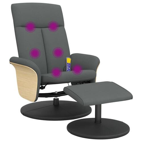 Massagestol med fodskammel stof mørkegrå
