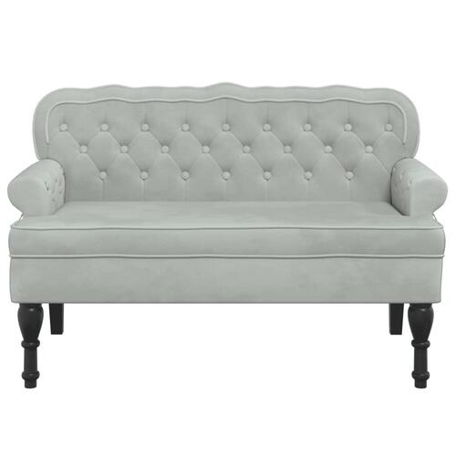 Bænk med ryglæn 119,5x64,5x75 cm velour lysegrå