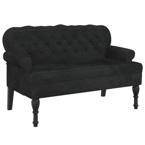 Bænk med ryglæn 119,5x64,5x75 cm velour sort