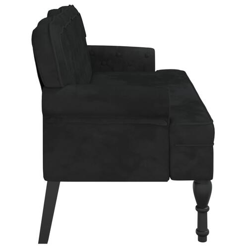 Bænk med ryglæn 119,5x64,5x75 cm velour sort