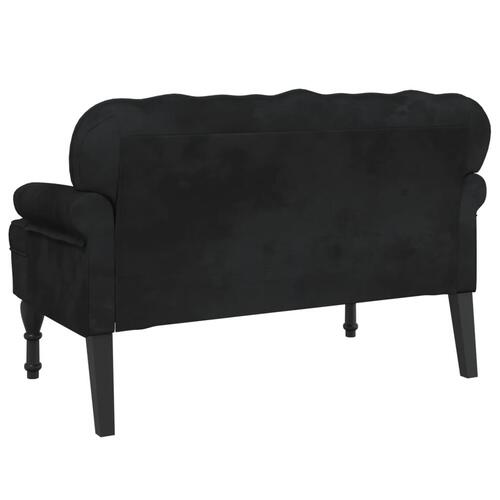 Bænk med ryglæn 119,5x64,5x75 cm velour sort