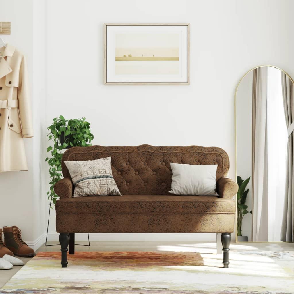 Bænk med ryglæn 119,5x64,5x75 cm imiteret ruskind brun