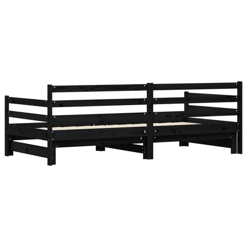 Daybed med udtræk 80x200 cm massivt fyrretræ sort