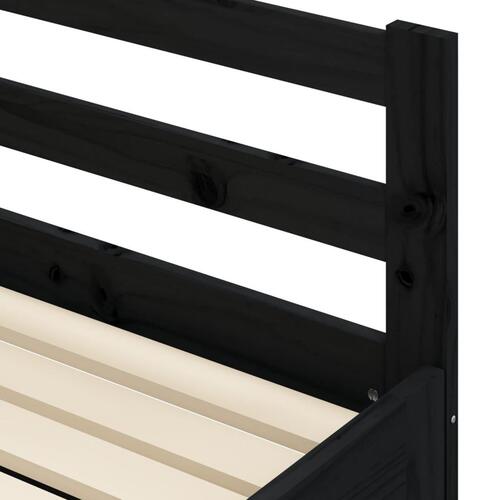 Daybed med udtræk 80x200 cm massivt fyrretræ sort