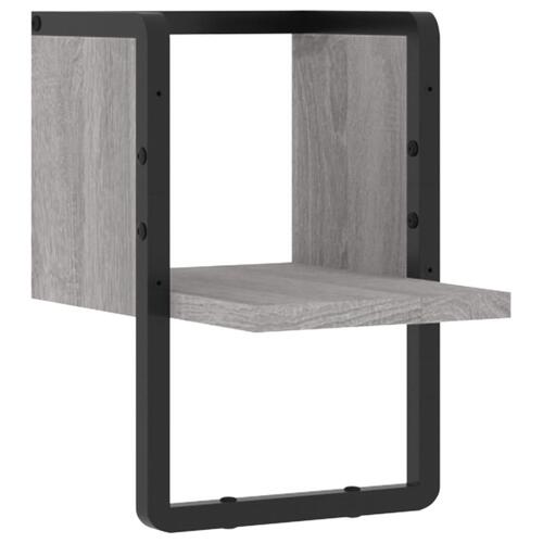 Væghylde med stang 20x25x30 cm grå sonoma-eg