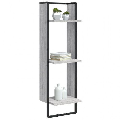 Vægreol med 3 hylder 30×25×100 cm - grå sonoma-eg