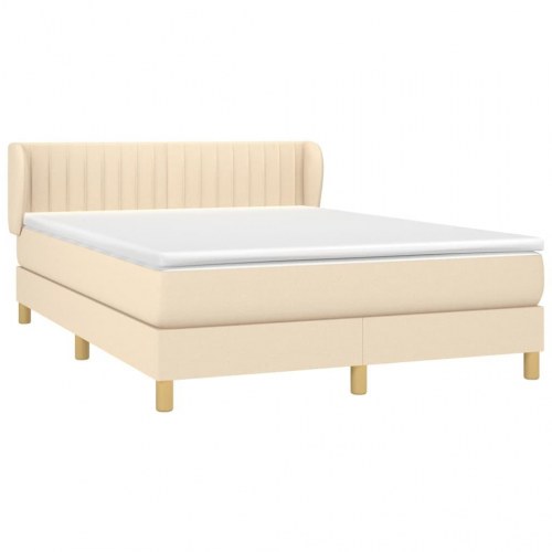 Kontinentalseng med madras 140x190 cm - stof, cremefarvet