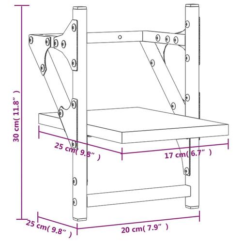 Væghylder med stænger 2 stk. 20x25x30 cm sonoma-eg