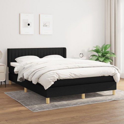 Kontinentalseng med madras 140×190 cm - stof, sort