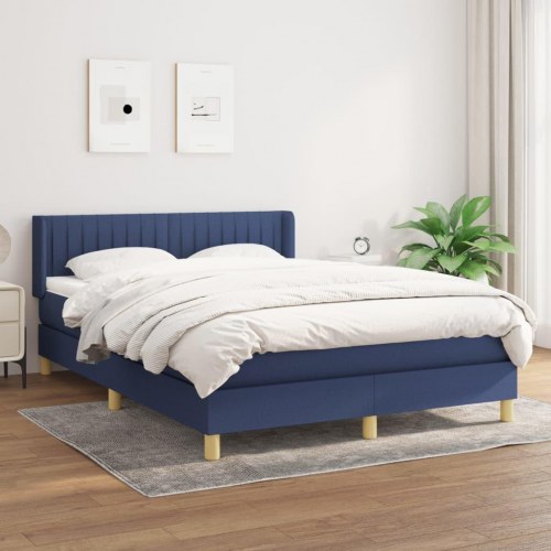 Kontinentalseng med madras 140×190 cm - stof, blå