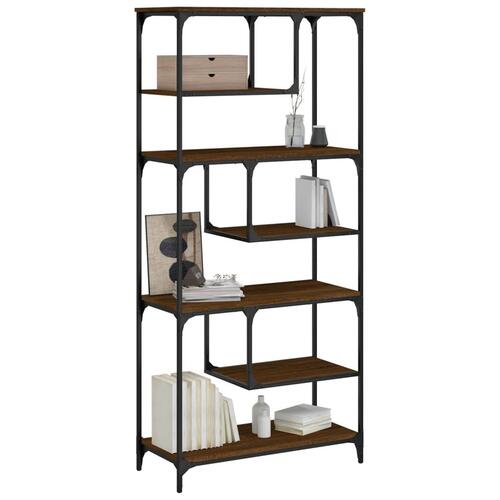 Bogreol 81x36x176 cm konstrueret træ brun egetræsfarve