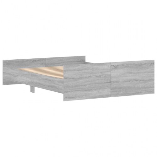 Sengeramme med sengegavl og fodgærde 160x200 cm - grå sonoma-eg