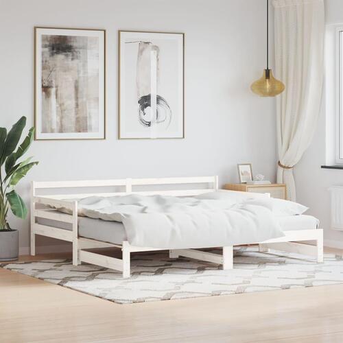Daybed med udtræk 90x190 cm massivt fyrretræ hvid