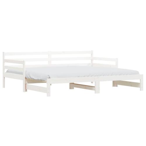 Daybed med udtræk 90x190 cm massivt fyrretræ hvid
