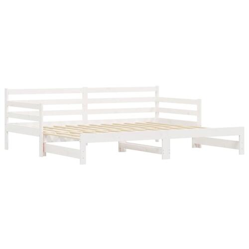 Daybed med udtræk 90x190 cm massivt fyrretræ hvid