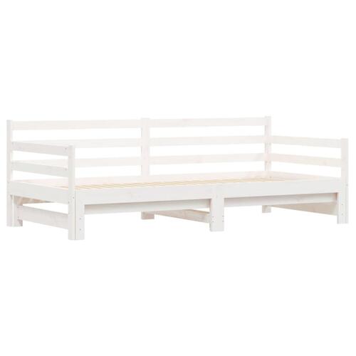 Daybed med udtræk 90x190 cm massivt fyrretræ hvid