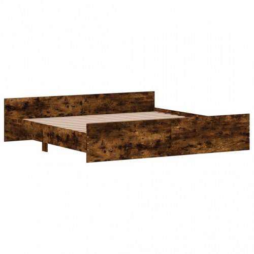 Sengeramme med sengegavl og fodgærde 180x200 cm - røget egetræ
