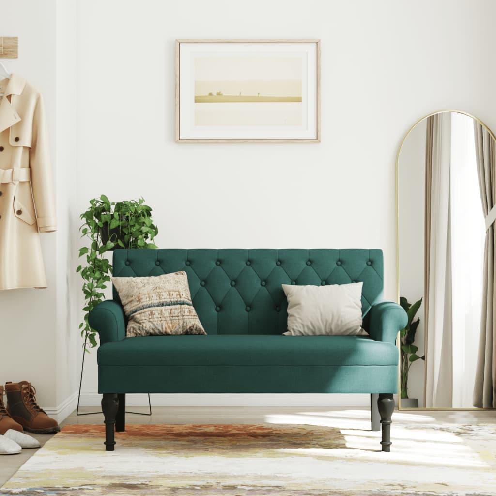 Bænk med ryglæn 120x62x75,5 cm stof mørkegrøn