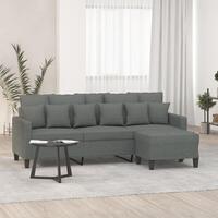 3-personers sofa med fodskammel 180 cm stof Mørkegrå