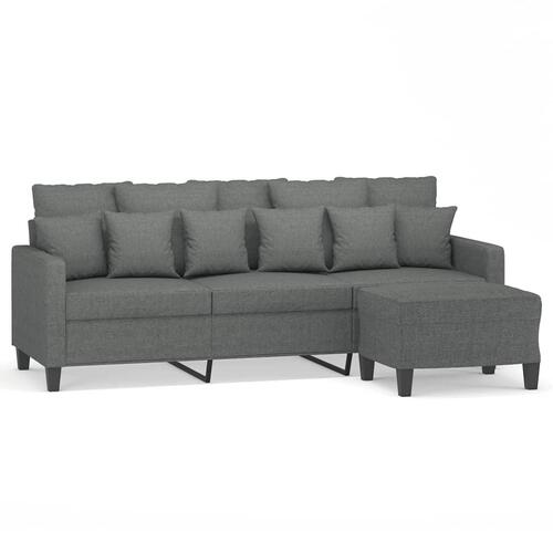 3-personers sofa med fodskammel 180 cm stof Mørkegrå