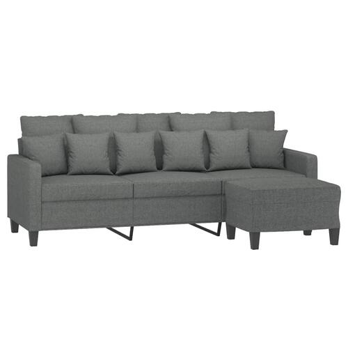 3-personers sofa med fodskammel 180 cm stof Mørkegrå
