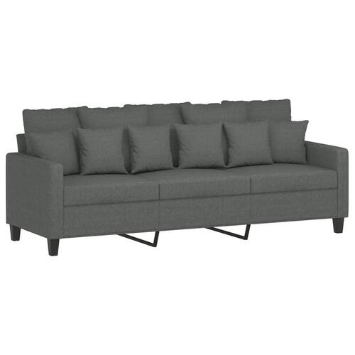 3-personers sofa med fodskammel 180 cm stof Mørkegrå