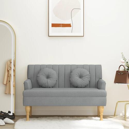Bænk med hynder 113x64,5x75,5 cm stof lysegrå