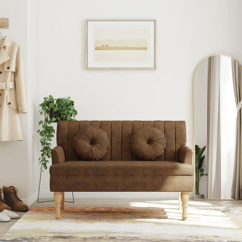 Bænk med ryglæn 113x64,5x75,5 cm imiteret ruskind brun
